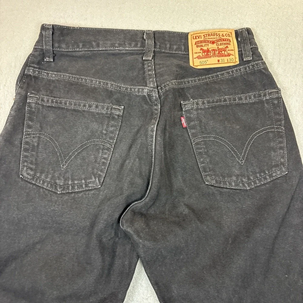 Levi's 505 Regular Fit‎ Jeans 31x30 (29x30) Y2K Black 100% Cotton Denim